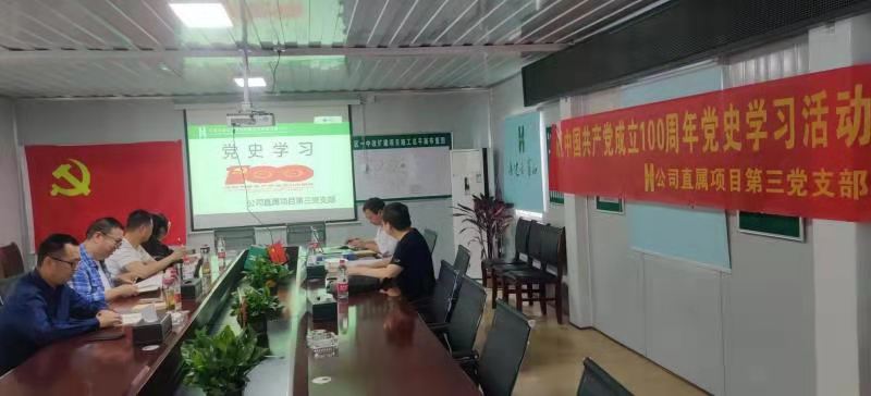 公司直屬項目第三黨支部召開慶祝中國共產黨成立100周年暨黨史學習教育專題會